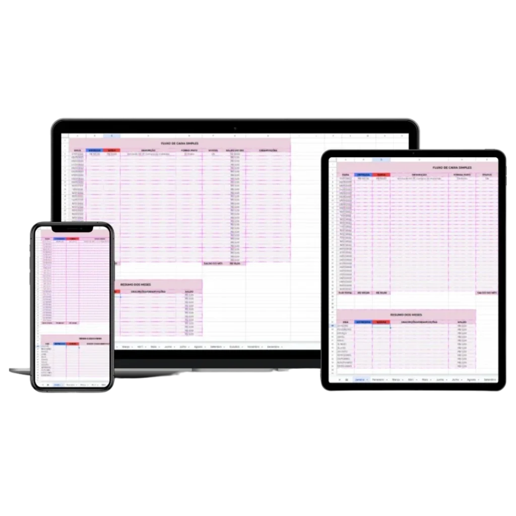 Planilha de fluxo de caixa simples - Apostila de Naked Cakes