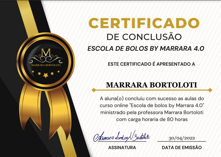 Certificado do Curso escola de bolo 4.0