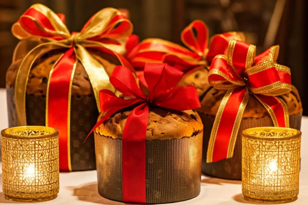 Panetones como presentes de natal comestíveis.