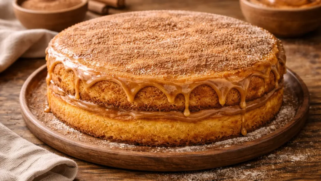 Bolo de churros com doce de leite: perfeito para vender como bolo caseiro.