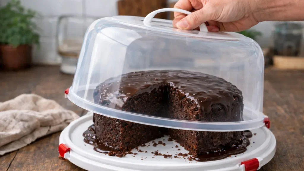 Como armazenar o bolo de chocolate com água