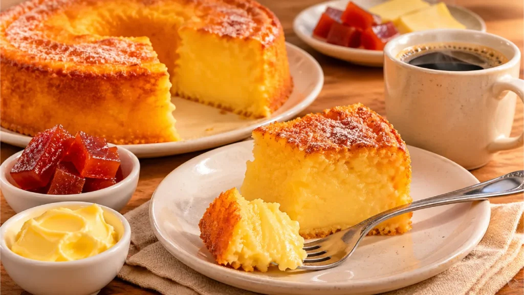 Como servir o bolo de fubá cremoso