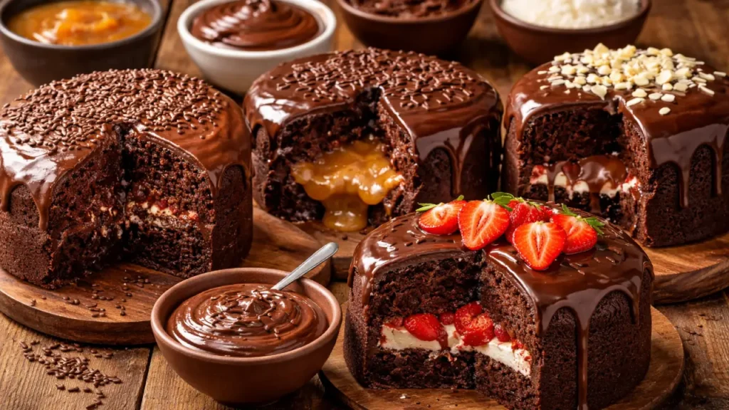 Ideias de coberturas e recheios para bolos de chocolates feitos na airfryer