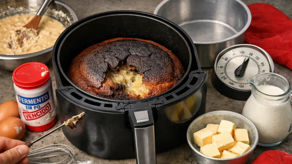 Erro ao fazer bolo na Airfryer que estragou o bolo