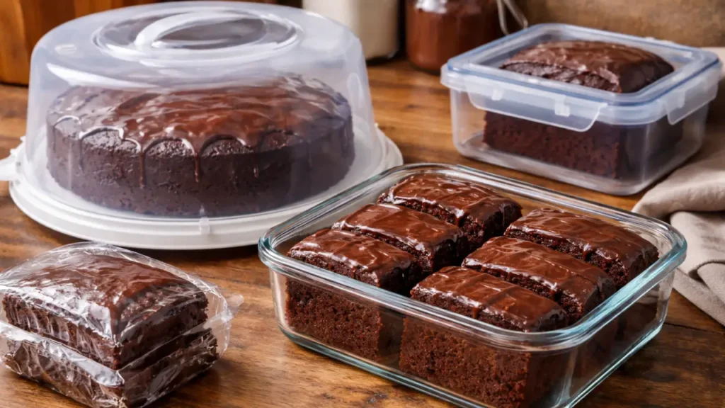 Como armazenar um bolo simples de chocolate
