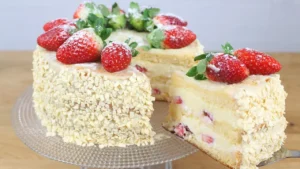 Bolo de leite ninho com morango