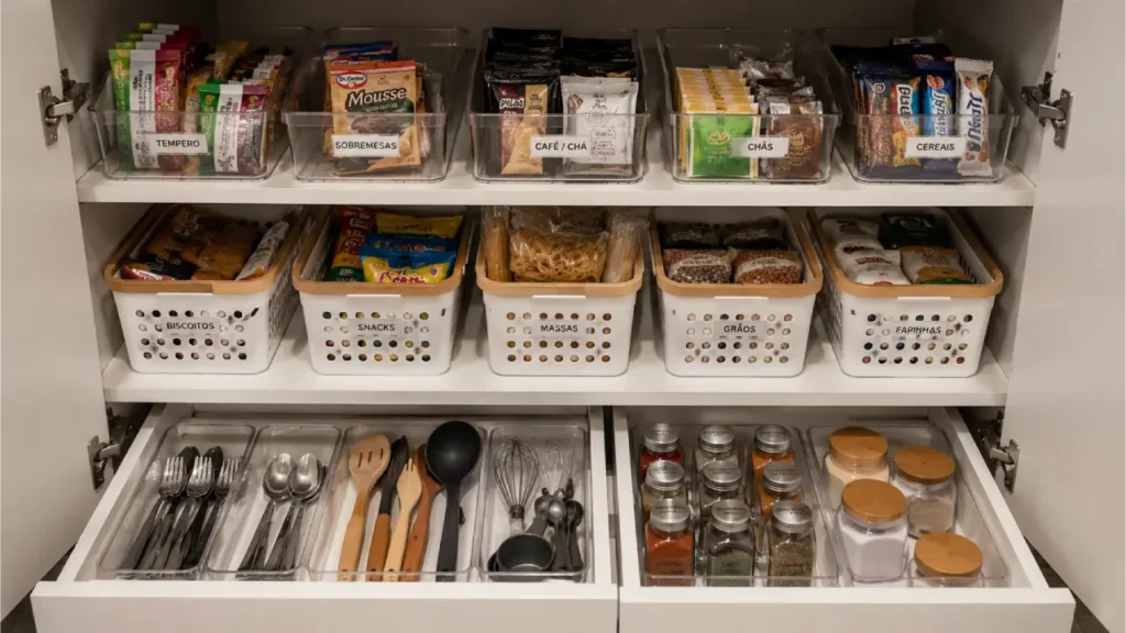 Como organizar a cozinha usando potes organizadores